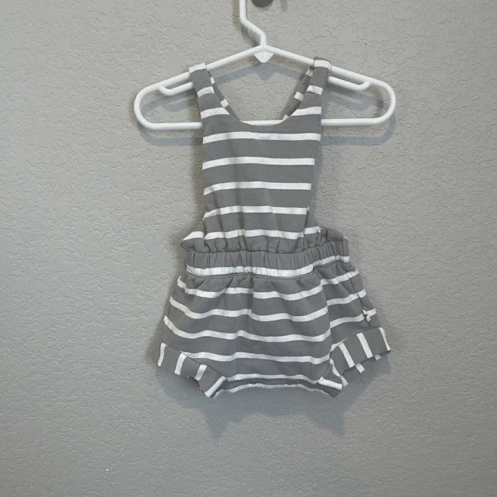 MONICA + ANDY 12-18 Moveralls romper outfit shorts summer striped organic cotton